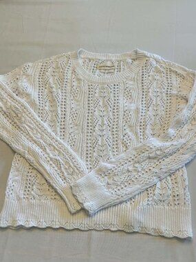 Super Cute Cream 100% Cotton Lucky Brand Sweater - Women's Size Medium - GUC